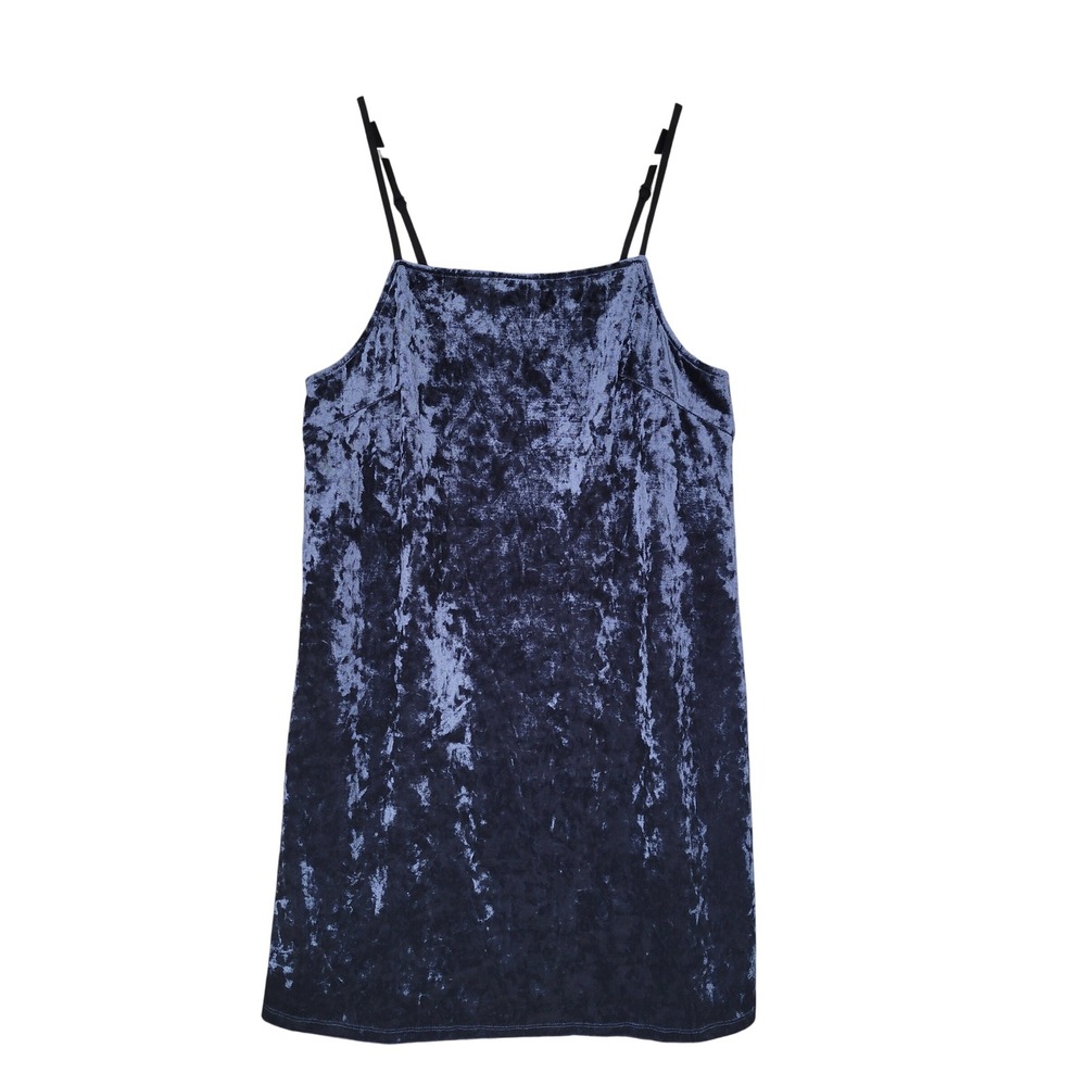 HYFVE Crushed Velvet Mini Dress Womens Small Blue Spaghetti Strap H17A270‎